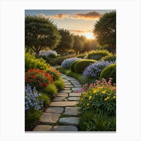 Garden Path At Sunset Canvas Print