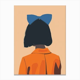 Portrait Of A Woman With A Blue Bow Canvas Print