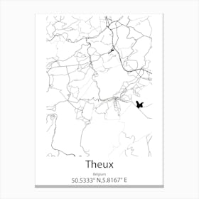 Theux,Belgium Minimalist Map Canvas Print