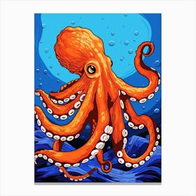 Day Octopus Retro Pop Art  Illustration 3 Canvas Print