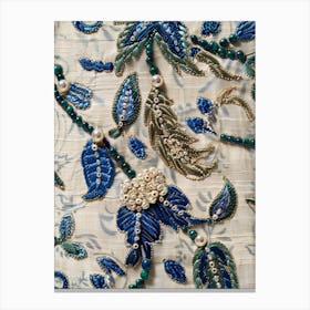 Blue And White Embroidery Canvas Print