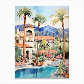 The Chateau At Lake La Quinta   La Quinta, California   Resort Storybook Illustration 1 Canvas Print