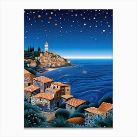 Cefalu, Italy, Illustration In The Style Of Pop Art 1 Canvas Print