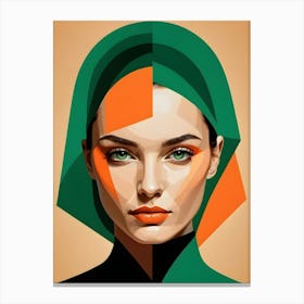 Geometric Woman Portrait Pop Art (8) Canvas Print