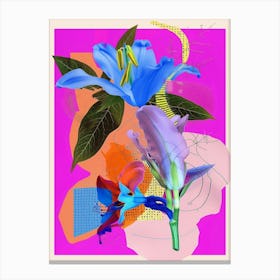 Bluebell 2 Neon Flower Collage Canvas Print
