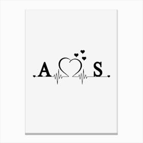 Personalized Couple Name Initial A And S Canvas Print