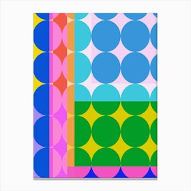 Vibrant Retro Geometric Shapes in Bright Blue Pink and Green Canvas Print