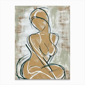Nude Minimalist Line Art Monoline Illustration Canvas Print