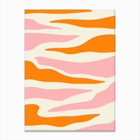 Pink And Orange Abstract Waves Canvas Print