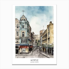 Myrtle 1 Watercolour Travel Poster Canvas Print
