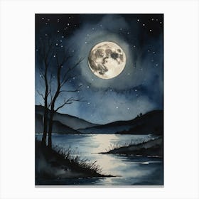 Full Moon Over Water Canvas Print