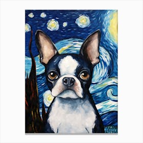 French Bulldog Starry Night Dog Portrait Canvas Print