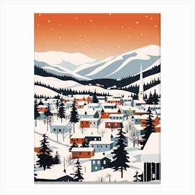 Retro Winter Illustration Troms Norway Canvas Print