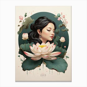 Lotus Flower Illustration Art Print 2 Canvas Print