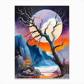 Moonlight Over The Lake Canvas Print