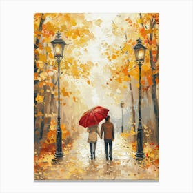 Couple Walking In The Park Canvas Print