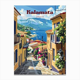 Kalamata Greece Island Digital Travel Art Canvas Print