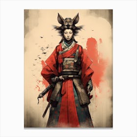 Female Samurai Onna Musha Rinpa School Style Illustration 3 Canvas Print