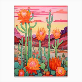 Cactus In The Desert Painting Trichocereus 2 Canvas Print