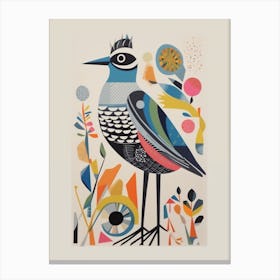 Colourful Scandi Bird Grey Plover 4 Canvas Print