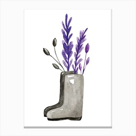 Rain Boots With Lavender Canvas Print