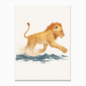 African Lion Crossing A River Clipart 4 Canvas Print
