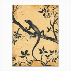 Iguana In The Trees Block Print 8 Canvas Print