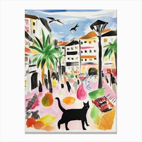 The Food Market In Santander 3 Illustration Canvas Print