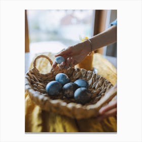 Easter Eggs In A Basket 3 Canvas Print