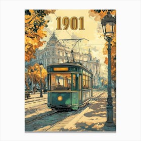 Aihrgdesign A Vintage Travel Poster Of An Electric Tram Glidi Ff8bbaa9 1d73 44fa 9340 1349237a6944 2 Canvas Print