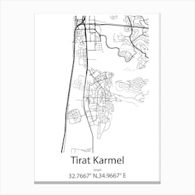 Tirat Karmel,Israel Minimalist Map Canvas Print