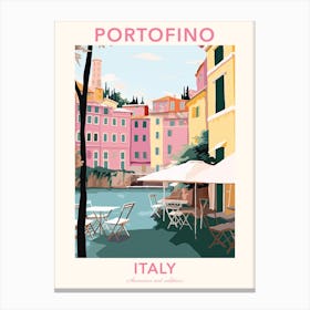 Portofino, Italy, Flat Pastels Tones Illustration 4 Poster Canvas Print