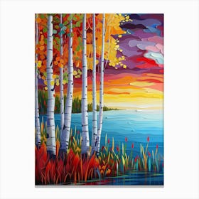 Sunset Birch Trees Canvas Print