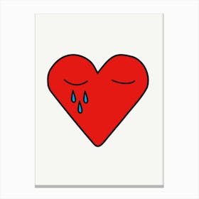 Heart With Tears Illustration Canvas Print