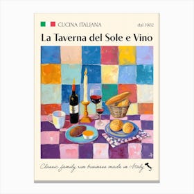 La Taverna Del Sole E Vino Trattoria Italian Poster Food Kitchen Canvas Print