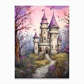 fantasy watercolor castle Canvas Print