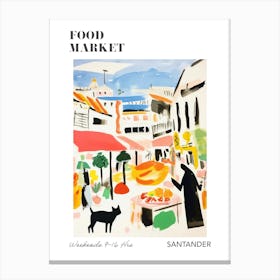 The Food Market In Santander 4 Illustration Poster Canvas Print