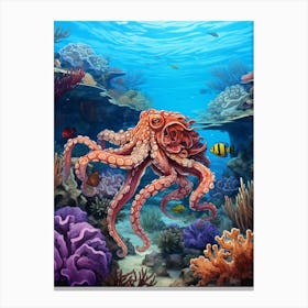 Octopus Searching For Prey Illustration 3 Canvas Print