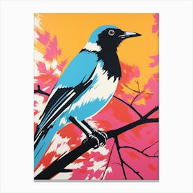 Andy Warhol Style Bird Magpie 2 Canvas Print