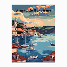 Angra Do Heroismo Portugal Island Digital Travel Illustration Canvas Print