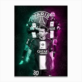 Messi Neymar Mbappe Style Canvas Print