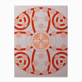 Geometric Abstract Glyph Circle Array in Tomato Red n.0096 Canvas Print