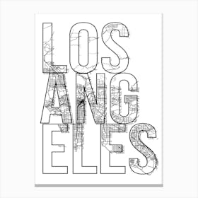 Los Angeles Street Map Typography Canvas Print