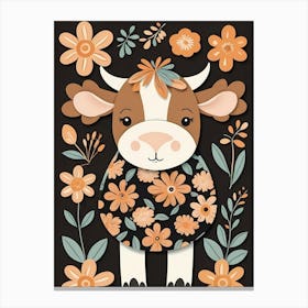 Floral Cute Baby Cow Nursery (9) Canvas Print