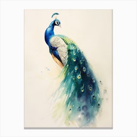 Watercolour Splash Peacock 1 Canvas Print