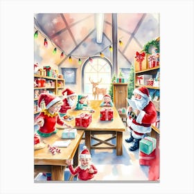 Christmas In The Library Canvas Print