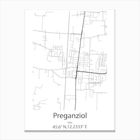 Preganziol,Italy Minimalist Map Canvas Print