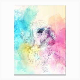 Shih Tzu Dog Pastel Line Watercolour Illustration  4 Canvas Print