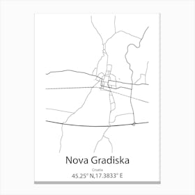 Nova Gradiska,Croatia Minimalist Map Canvas Print