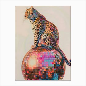 Leopard On Disco Ball Canvas Print